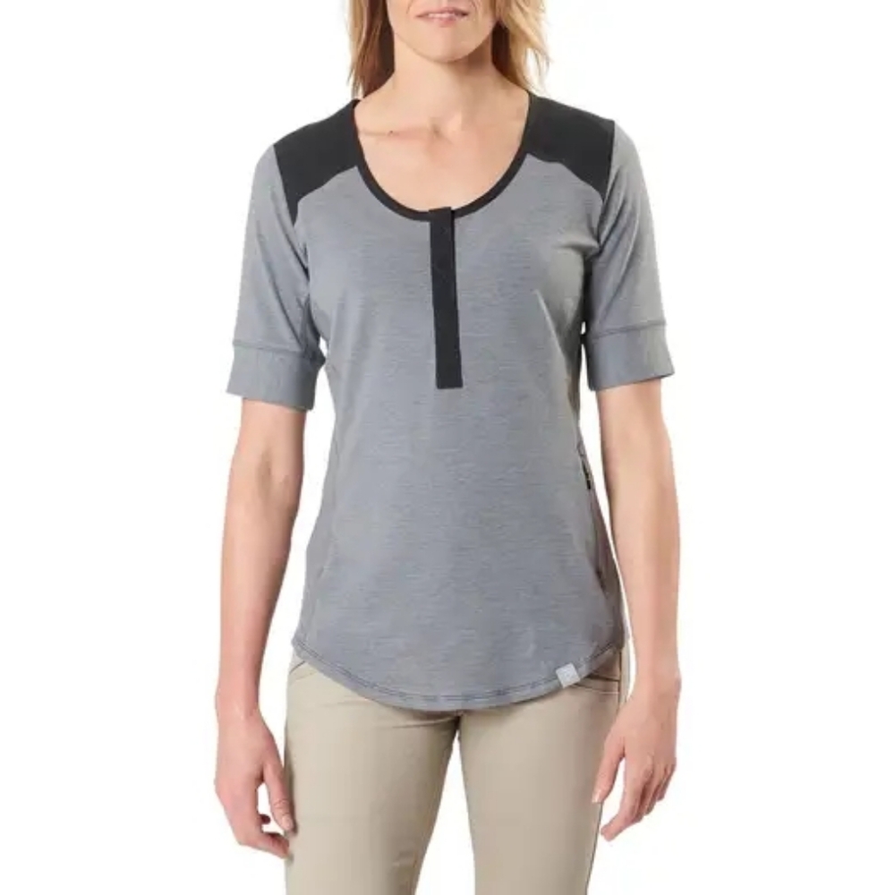 5.11 Tactical Willow Henley  Gray/Black Women's Short Sleeve T Shirt Size Small
